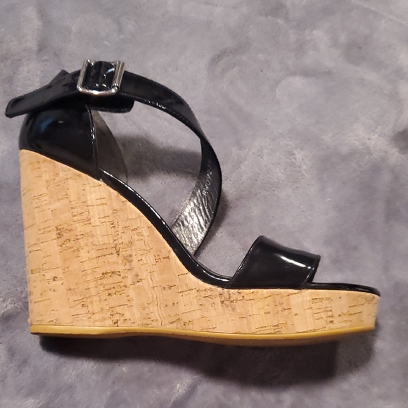 Stuart Weitzman Black Patent Leather Wedges - Picture 5 of 13